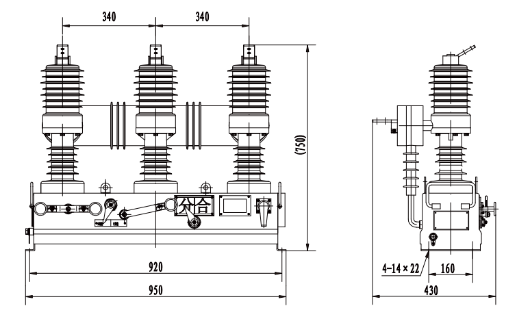 ZW32-12 circuit breaker outline (intelligent type)