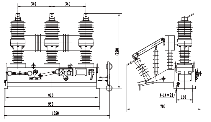 ZW32-12G circuit breaker outline (intelligent type)